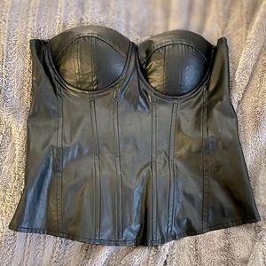 Charlotte Russe Black zipped bust corset top